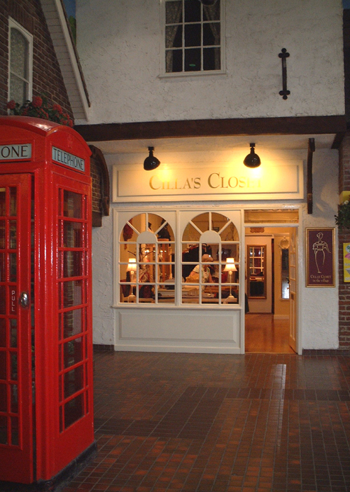 Cilla's Closet located in the Village at the MetroCentre Gateshead, right next to the red telephone box